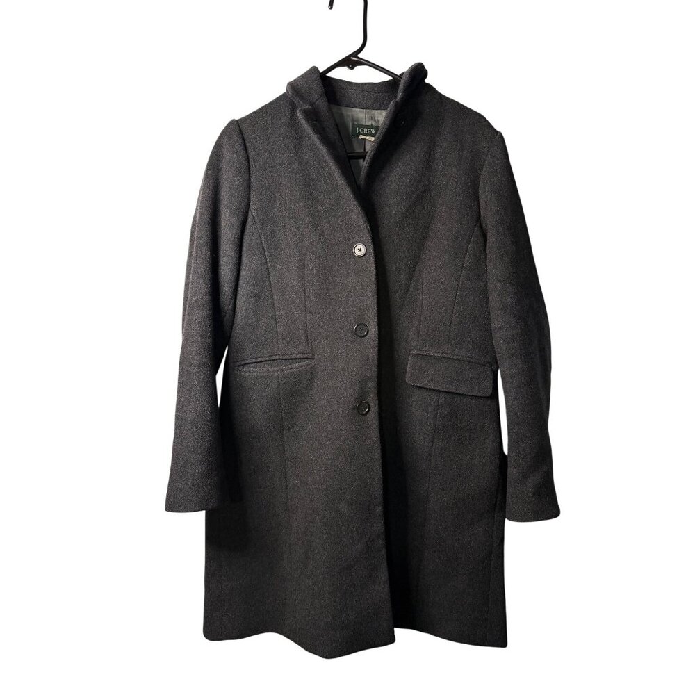 VTG J.Crew Womens 8 Charcoal Grey Wool Cashmere Long Sleeve Winter Coat MOD